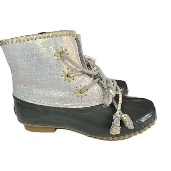 Jack Rogers Chloe Duck Rain Boots Olive Green Gold Sz 7 Shimmery Waterproof - Picture 7 of 15